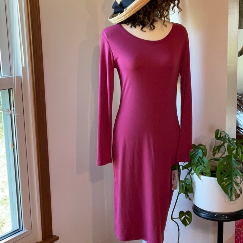 LuLaroe Debbie long sleeve dress wine color. XS NWT